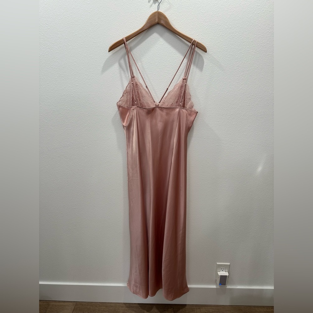 Victoria's Secret Blush Pink XL Satin Robe and Lace Chemise gown slip Set - Picture 10 of 11